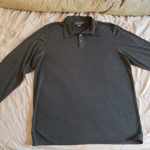 Banana Republic Men's Long Sleeve Solid Pique Polo Shirt Large L Grey Gray